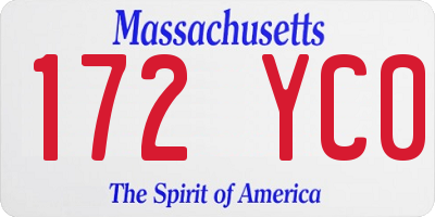 MA license plate 172YC0