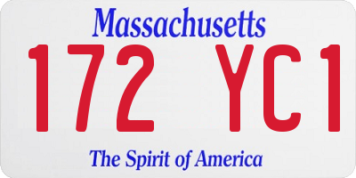 MA license plate 172YC1