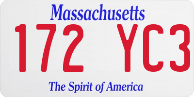 MA license plate 172YC3