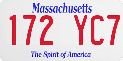 MA license plate 172YC7