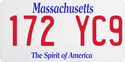 MA license plate 172YC9