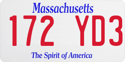 MA license plate 172YD3