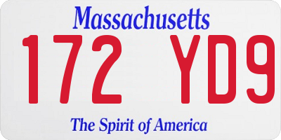 MA license plate 172YD9