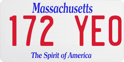 MA license plate 172YE0
