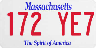 MA license plate 172YE7