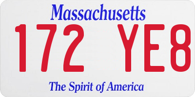 MA license plate 172YE8