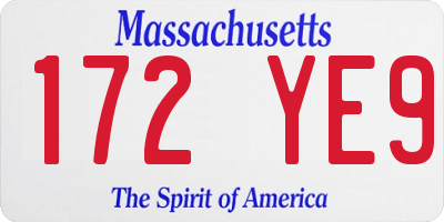 MA license plate 172YE9