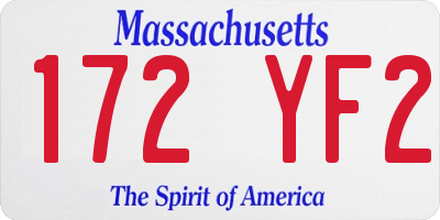MA license plate 172YF2