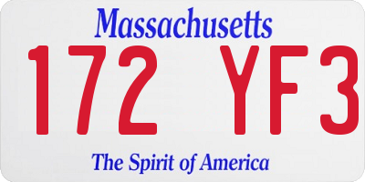 MA license plate 172YF3
