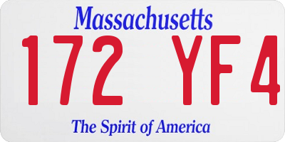 MA license plate 172YF4