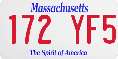 MA license plate 172YF5