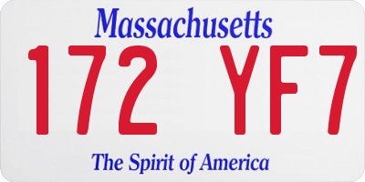 MA license plate 172YF7