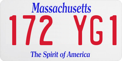 MA license plate 172YG1