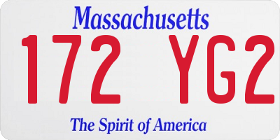 MA license plate 172YG2