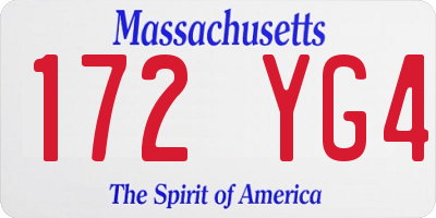 MA license plate 172YG4