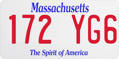 MA license plate 172YG6
