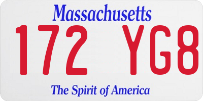 MA license plate 172YG8