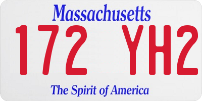 MA license plate 172YH2
