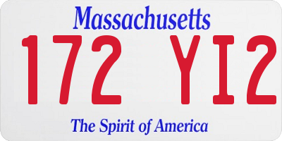 MA license plate 172YI2