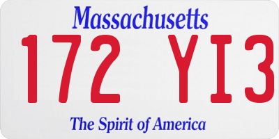 MA license plate 172YI3