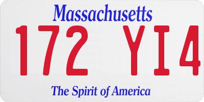 MA license plate 172YI4
