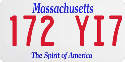 MA license plate 172YI7