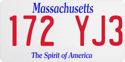 MA license plate 172YJ3