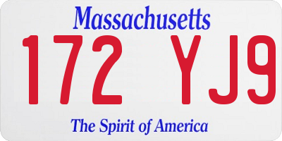 MA license plate 172YJ9