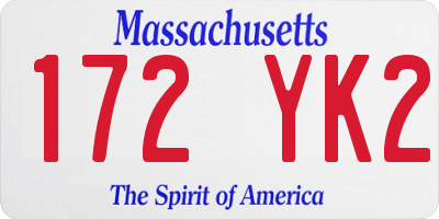 MA license plate 172YK2