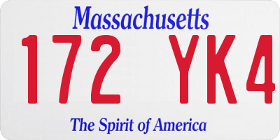 MA license plate 172YK4