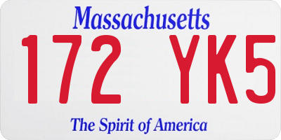 MA license plate 172YK5