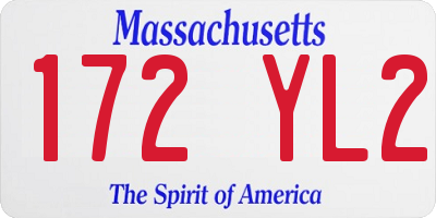 MA license plate 172YL2