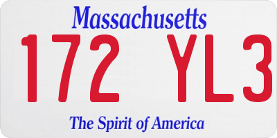 MA license plate 172YL3