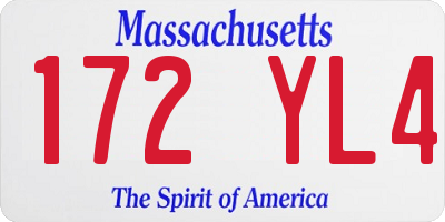MA license plate 172YL4