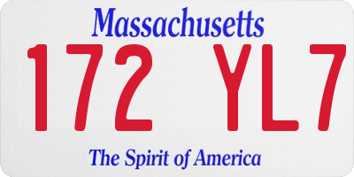 MA license plate 172YL7