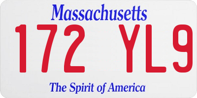 MA license plate 172YL9