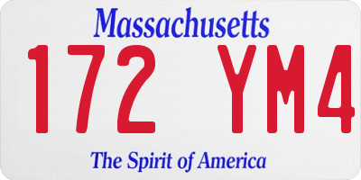 MA license plate 172YM4