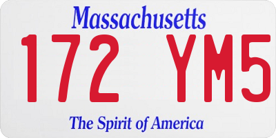 MA license plate 172YM5