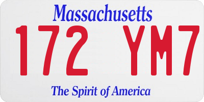 MA license plate 172YM7