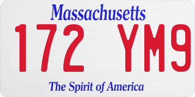 MA license plate 172YM9