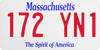 MA license plate 172YN1