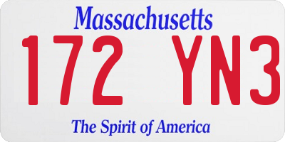 MA license plate 172YN3