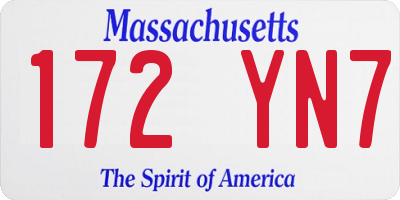 MA license plate 172YN7