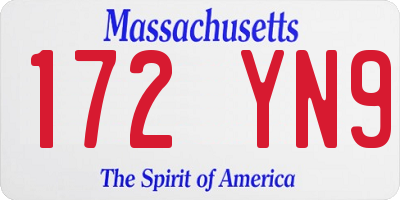 MA license plate 172YN9