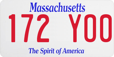 MA license plate 172YO0