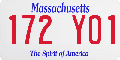MA license plate 172YO1