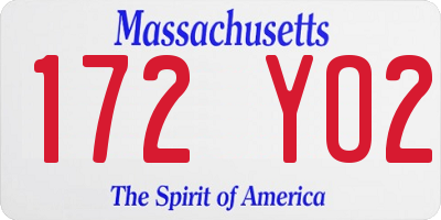 MA license plate 172YO2