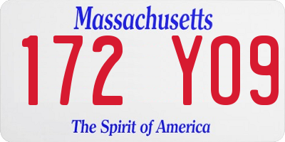 MA license plate 172YO9