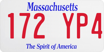 MA license plate 172YP4