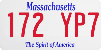 MA license plate 172YP7